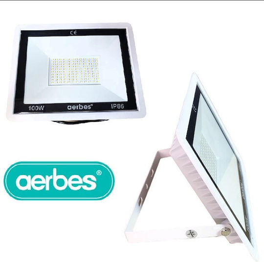 Aerbes Στεγανός Ηλιακός Προβολέας LED 100W Ψυχρό Λευκό 6500K IP66