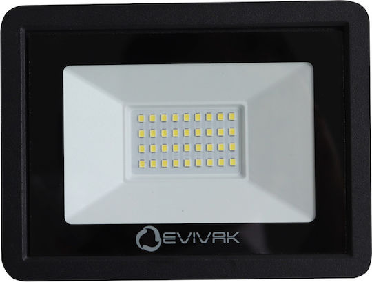 Evivak Waterproof LED Floodlight 30W Cold White 6400K IP65