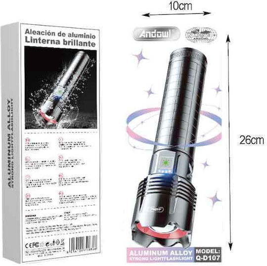 Andowl Lumină de lucru și de sit, cu baterie Lanternă LED Qd107 Negru