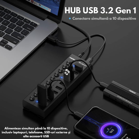 Хъб 10 Порта USB 3.2 с Връзка USB-A / USB-C