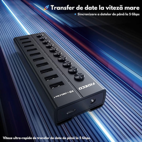 Хъб 10 Порта USB 3.2 с Връзка USB-A / USB-C