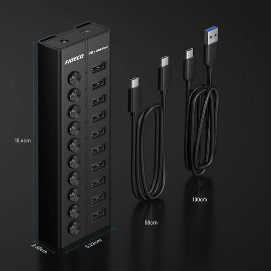 Хъб 10 Порта USB 3.2 с Връзка USB-A / USB-C