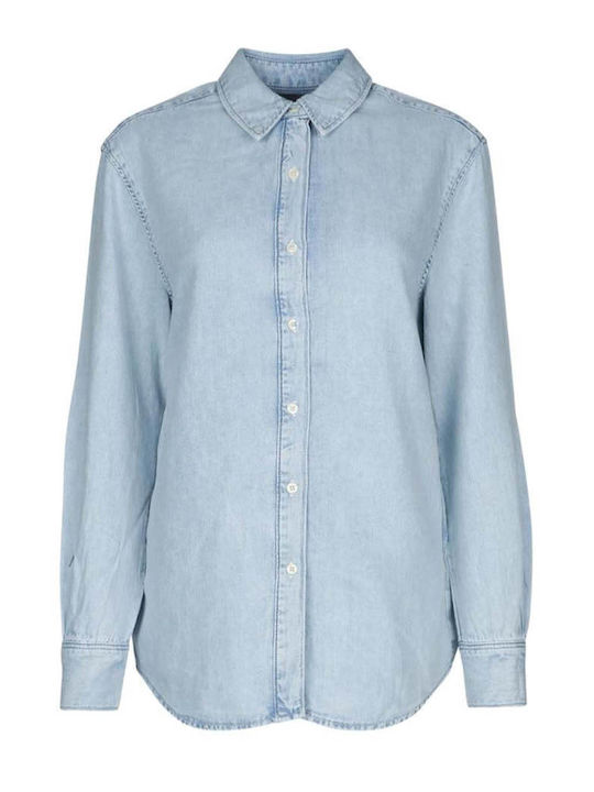 Langärmelig Damen Denim Hemd Light Denim