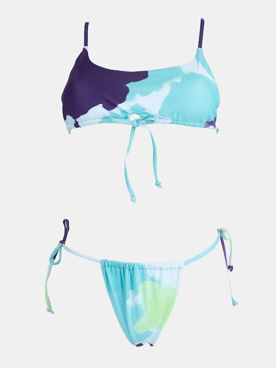 Set Bikini Set De Bikini Cu Burete Detașabil Tie Dye - Verde Turcoaz
