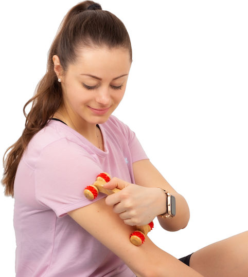 inSPORTline 16902 Wooden Roller Massage for the Waist, the Back, the Legs, the Body & the Hands Green