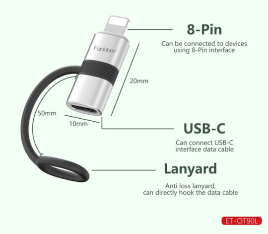 Earldom Converter Lightning Male to USB-C Female 1 Piece ET-OT90L