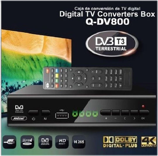 Andowl Satellite Decoder Qdv800 Q-DV800 Full HD (1080p) DVB-T in Black Color