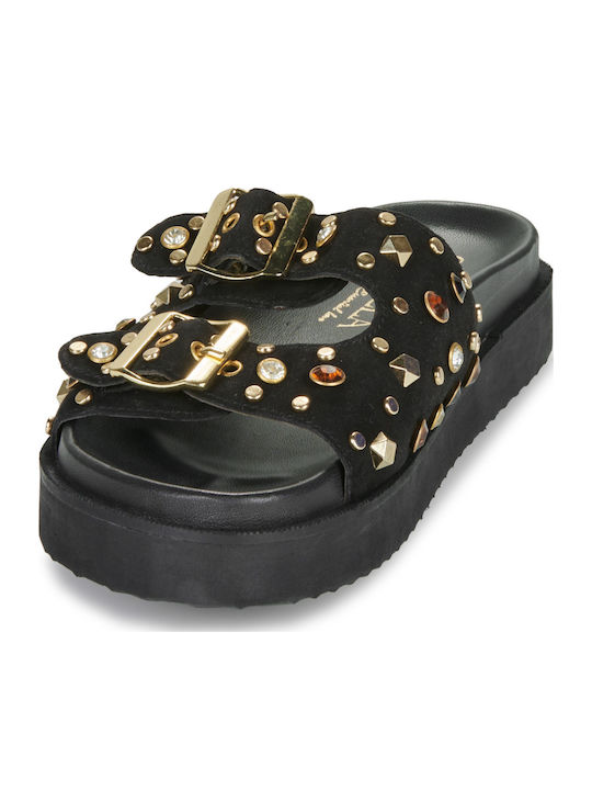 Carmela Leather Women's Flatform Sandals Black