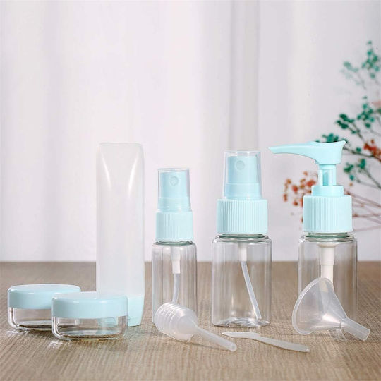 Set Recipiente Cosmetice Tecos Material Plastic Albastru 9 Piese Kit Ideal pentru Călătorii
