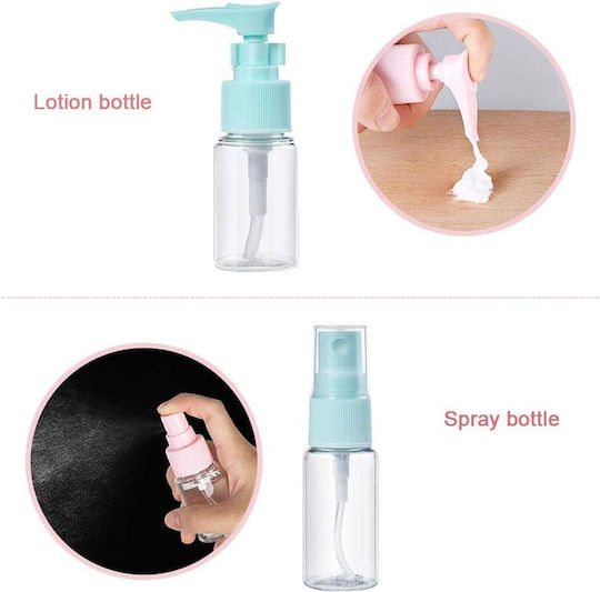 Set Recipiente Cosmetice Tecos Material Plastic Albastru 9 Piese Kit Ideal pentru Călătorii