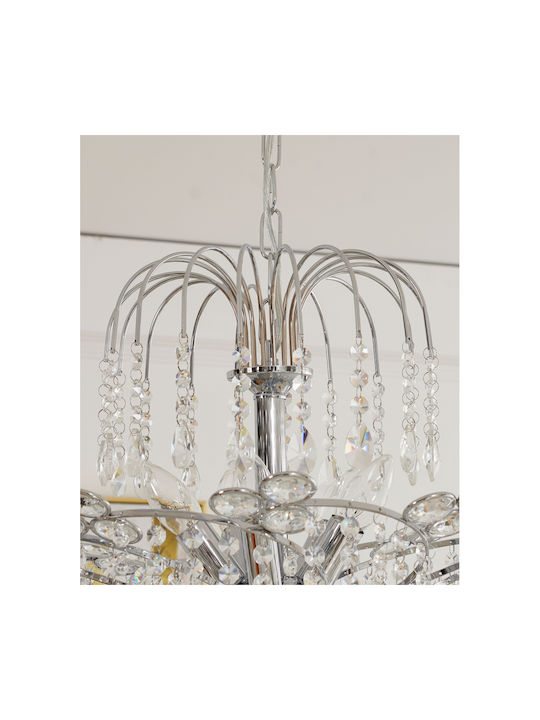 Agora Lighting Πολυέλαιος 5xE14 Ø51cm με Κρύσταλλα Elica Crystal Chandelier PD-ELICA-5-CH
