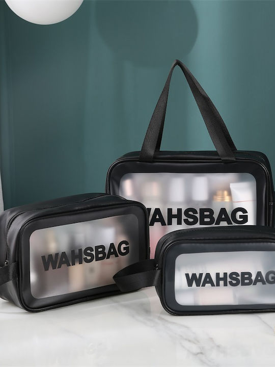 Travel Cosmetic Bag Set Tecos 6 Different Sizes Waterproof Black