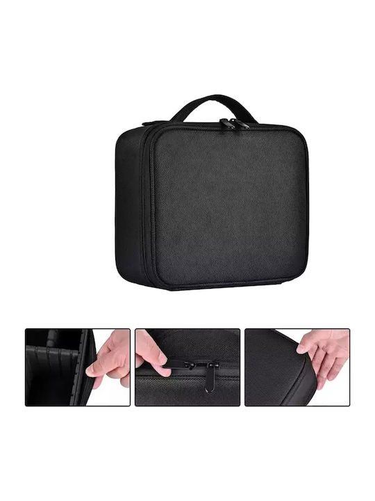 Geantă de Toaletă pentru Călătorii Tecos din Material Textil Dimensiuni 25.5 X 23 X 9 Cm Dublu Fermoar Multiple Compartimente Negru
