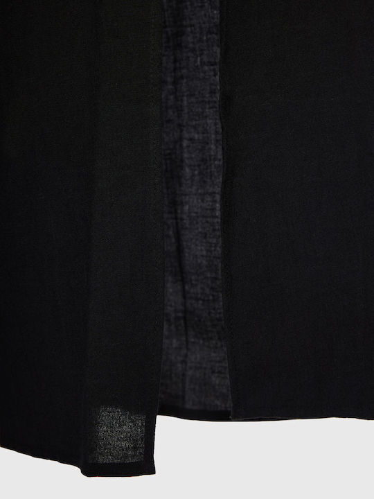 Damen Stoff Hose mit Gummizug Schwarz