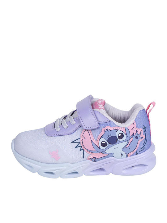 Stitch Kids Sneakers Anatomic with Hoop & Loop Closure and Lights Lilac