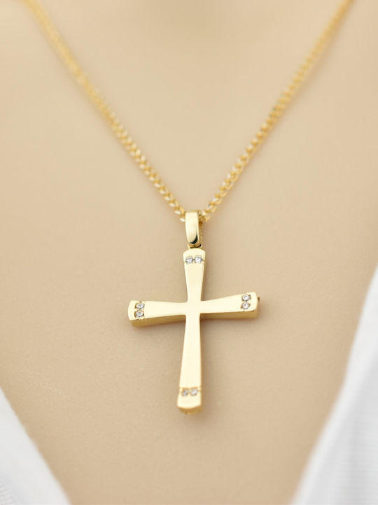 Goldjewels Women's Gold Cross 14K Double Sided