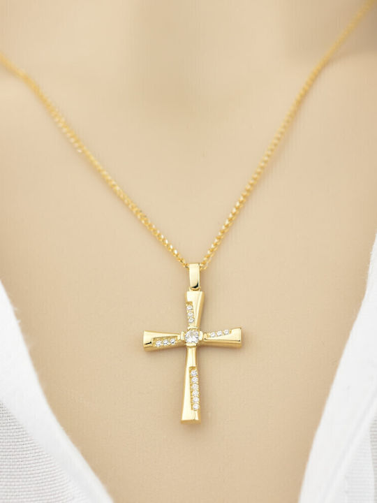 Goldjewels Women's Gold Cross 14K Double Sided
