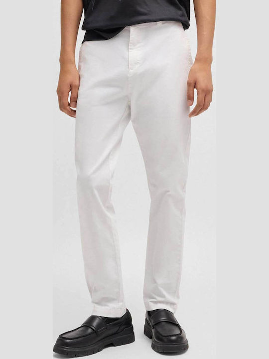 David251d Pantaloni Elastic Alb