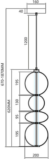 Eko Light Κρεμαστό Φωτιστικό Χρυσό LED