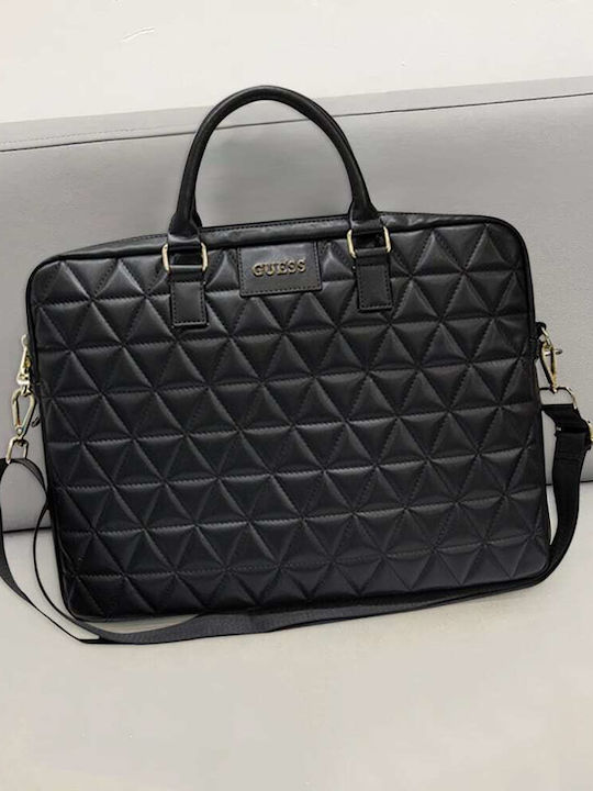 Guess Quilted Tasche Schulter / Handheld für Laptop 15" in Schwarz Farbe