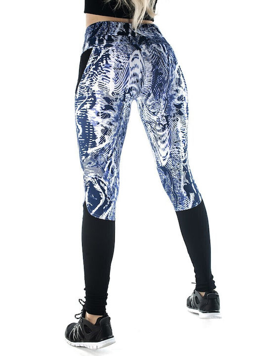 Training Γυναικείο Μακρύ Κολάν Ψηλόμεσο & Push Up Multicolor