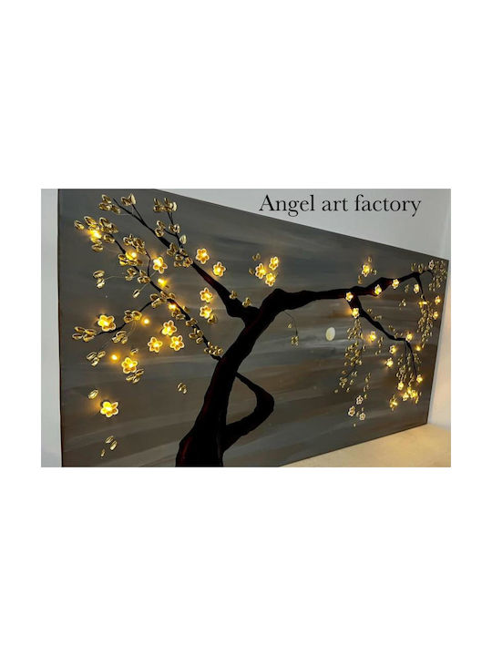 Painting Tree Embossed Flowers Leaves Light