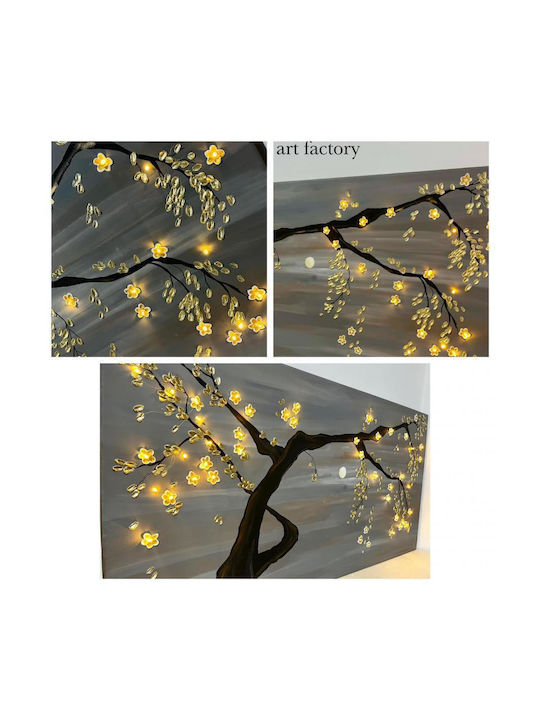 Painting Tree Embossed Flowers Leaves Light