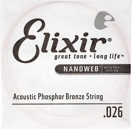 Elixir Nanoweb 80/20 Bronze Μονή Χορδή 80/20 Bronze Ακουστικής Κιθάρας 26"