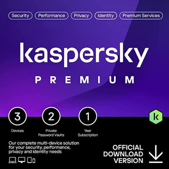 Kaspersky Premium pentru 3 Dispozitive și 1 An de Utilizare (Licență Electronică)