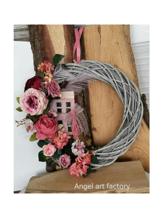 Decorative Wreath "Grey Rotten Apple Flowers" Little House