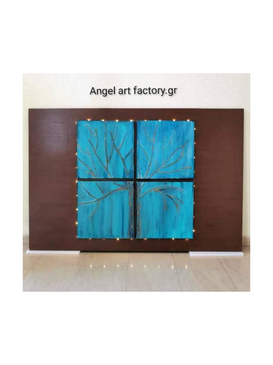 Embossed Quadruple Panel Tree Wood Light Painting