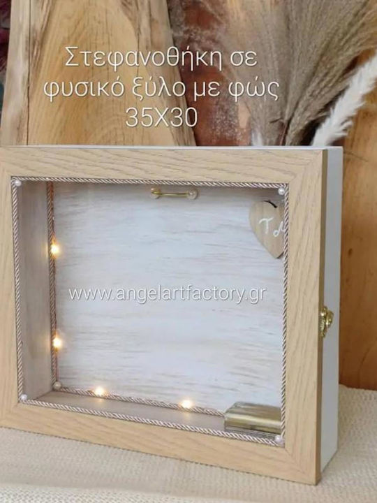 Στεφανοθήκη Κρεμαστή Φυσικό Ξύλο Φως