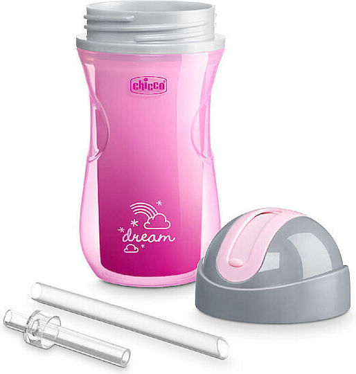 Chicco Παιδικό Ποτηράκι Sport από Σιλικόνη Ροζ 266ml για 14m+