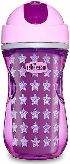 Chicco Παιδικό Ποτηράκι Sport από Σιλικόνη Ροζ 266ml για 14m+