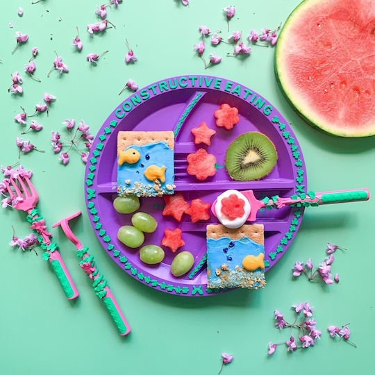Kids Feeding Set Constructive Eating Garden Fairy 4 Piece Plate