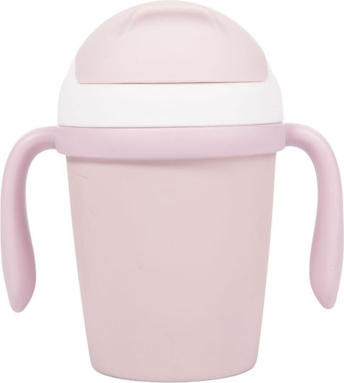 Bo Jungle Căniță pentru copii cu Mânere și Pai din Plastic Roz 250ml