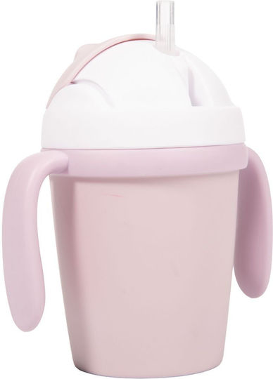 Bo Jungle Căniță pentru copii cu Mânere și Pai din Plastic Roz 250ml