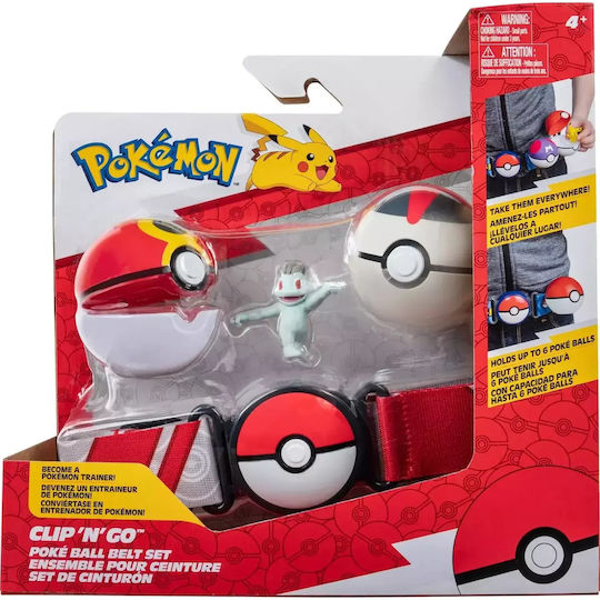 Jazwares Παιχνίδι Μινιατούρα Pokemon Clip N Go Poke Ball Belt - Machop Wave για 4+ Ετών