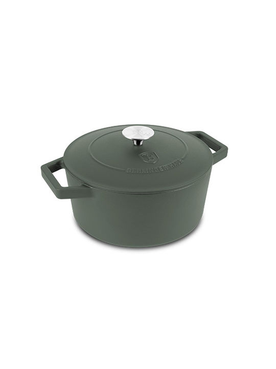 Berlinger Haus Matte Green Collection Deep Pot made of Cast Iron 4.35lt / 24cm