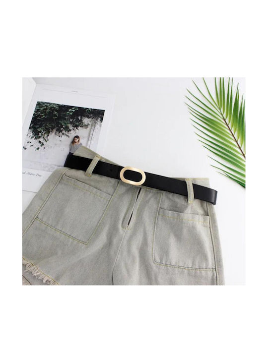 Breite Leder Damen Gürtel Schwarz