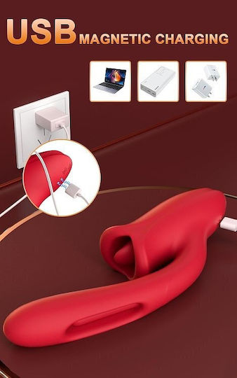 SMD Multitasker, Flapping and G Spot Vibrator 3-in1, 9 Vibrating Modes Clitoral Vibrator 9cm Roșu