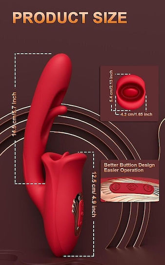 SMD Multitasker, Flapping and G Spot Vibrator 3-in1, 9 Vibrating Modes Clitoral Vibrator 9cm Roșu