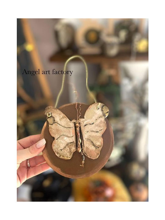 Decor de Perete din Lemn "Fluture Ceramic"