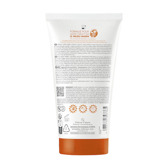 A-Derma Exomega Control Αδιάβροχο Αντηλιακό Προσώπου και Σώματος SPF50+ 150ml