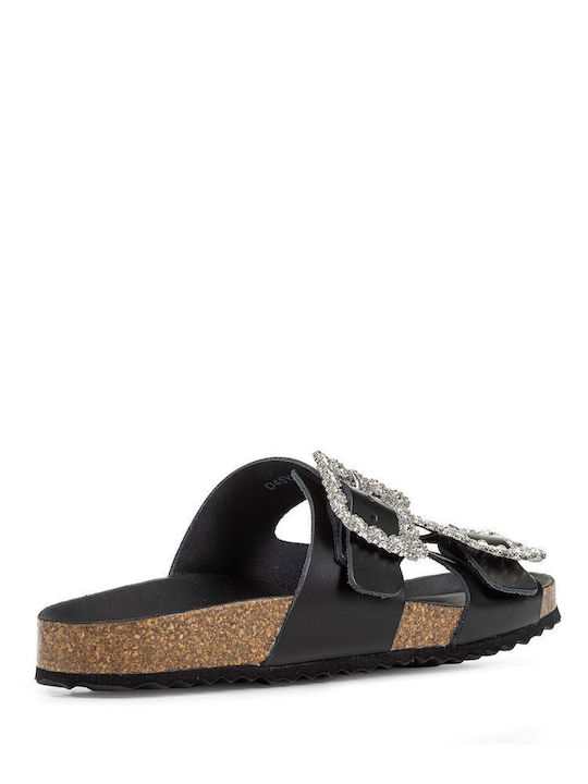 Brionia Leder Flache Sandalen für Damen in Schwarz Farbe