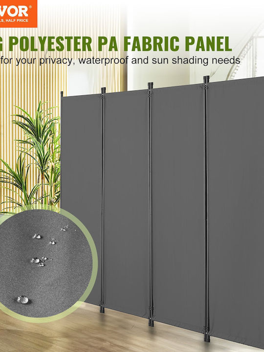 Vevor Room Divider 4-panel Πτυσσόμενη Οθόνη Privacy Fabric Partition Office Γκρι