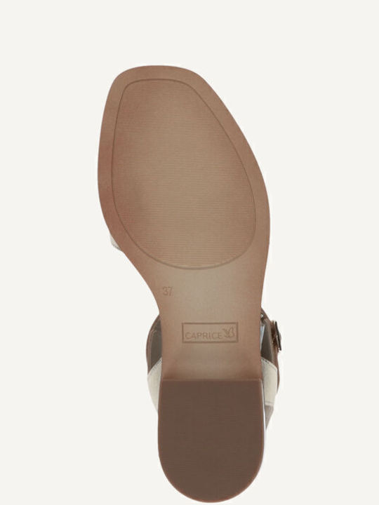 Leather Women's Flat Sandals in Gold Color