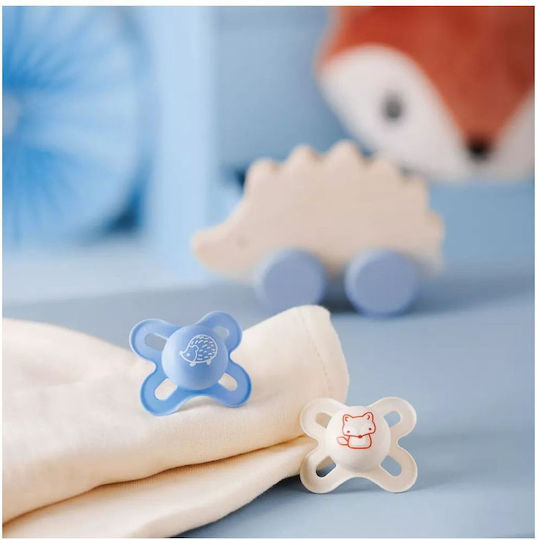 Mam Orthodontic Pacifiers Silicone Hedgehog - Fox - Blue-Beige for 0-2 months 2pcs