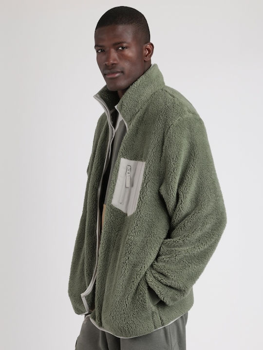 Admas Χειμερινή Ανδρική Ρόμπα Fleece Πράσινη