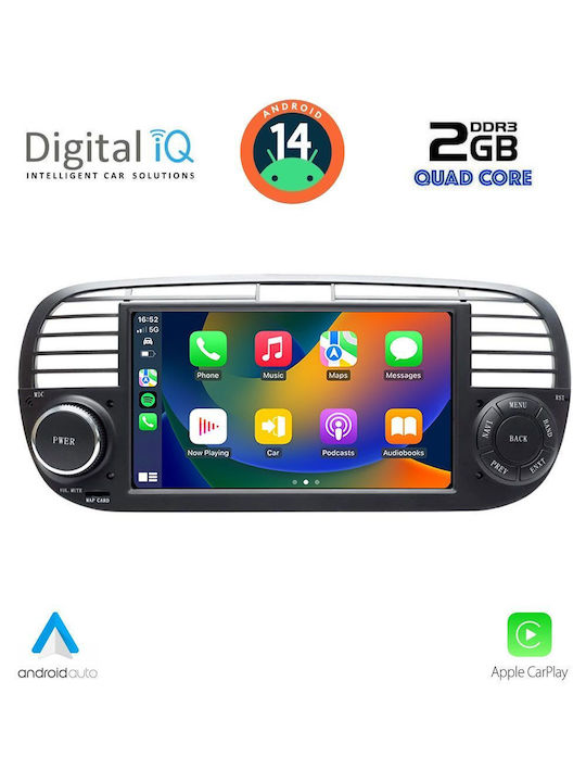 Digital IQ Ηχοσύστημα Αυτοκινήτου για Fiat 500 2007-2015 (Bluetooth/USB/AUX/WiFi/GPS/Apple-Carplay/Android-Auto) με Οθόνη Αφής 7"